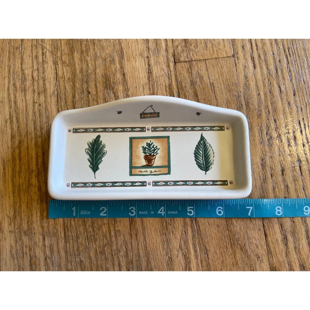Rare Pfaltzgraff‎ Eye Where Sage Garden Ceramic Eyeglass Holder Tray Botanical